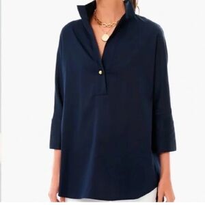 Tuckernuck Navy Willow Blouse Size Small